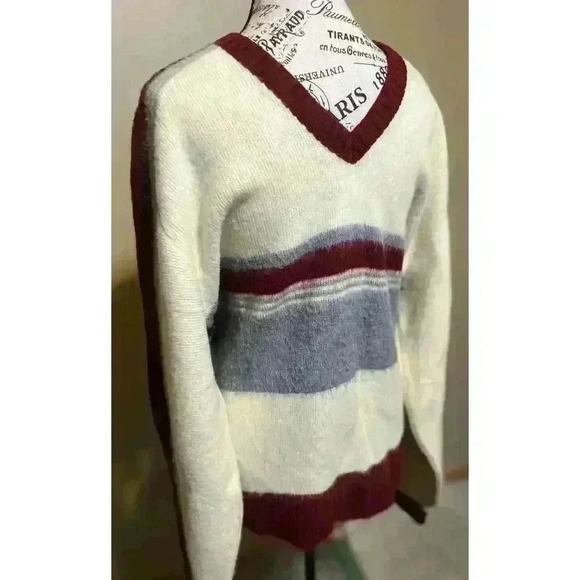 VTG 80s 90s Mens Striped Sweater By Campus 100% Virgin Acrylic Made In USA XL - Picture 1 of 10